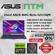 #RG065 USED ASUS ROG STRIX G513QM R9 Gaming Laptop AMD RYZEN R9-5900HX 16GB 512GB SSD NVIDIA RTX3060