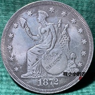 Retro Old Items 1872 Antique Old Coins Foreign Coins Silver Dollars American Morgan Coins Woman Head