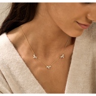 Three Flower Diamond Necklace, Marquise Flower  Necklace, 14K Gold Crystal Necklace, Charm Pendent