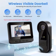 Outdoor Door Bell with 4.3 inch Screen Two-way Audio 800mAh Battery Wired Doorbell Monitor System