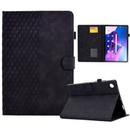 全城熱賣 - 適用於聯想Tab M10 Plus Gen 3 菱形方塊壓花智能休眠平板皮套（黑色）