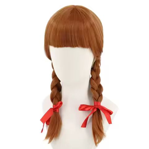 Women or Girl Long Brown Braids Wig Halloween Costume Cosplay Wigs Annabelle cos wig