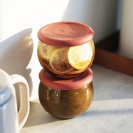 日本霜山 圓形玻璃儲物罐/保鮮盒(附蓋)-400ml-3入-多色可選