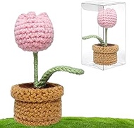 Penandatan Handmade Crochet Flowers,Tulip Crochet Flower Pot