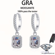【 GRA Certificate Attached 】 2ct moissanite earrings, s925 pure silver plated with platinum fashiona