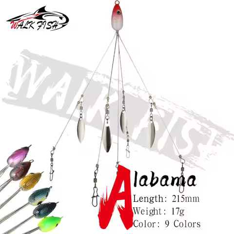 WALK FISH Umbrella Rig 5 Arms Alabama Fishing Lure Rig Head Bass with Swivel Snap Connector Swimming