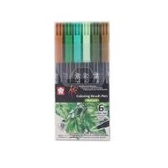 SAKURA ชุดปากกาพู่กัน KOI Coloring Brush Pen 6 สี โทนสี Nature (555509-523946010)