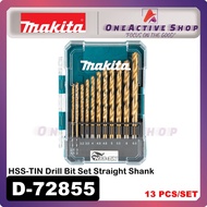 MAKITA 13 PCS HSS-TIN Drill Bit Set Straight Shank - D-72855