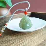 【彌勒佛】天然和田玉佛公吊墜冰晴水彌勒佛大肚佛掛件青白玉