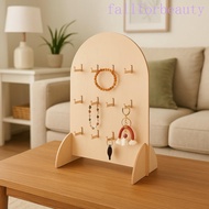 FALLFORBEAUTY Earring Display Rack, Wooden Arch Jewelry Storage Rack, Durable 3 Layers Hook Style De