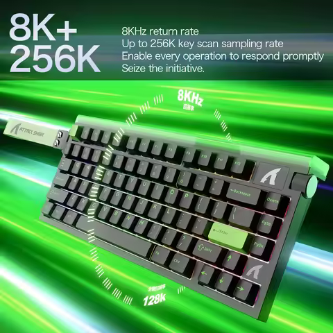 8K Hz R85HE Gaming Mechanical Keyboard,Attack Shark RGB Neon Light Box,256K,0.005mm RT Accuracy,Wire
