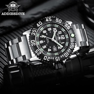 ✳▥﹊  ADDIESDIVE Men  39;s Quartz Watch Silver Steel belt Wristwatches Vintage 50M Waterproof Luminou