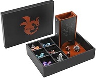 Grajar 3 in 1 Dice Tray and Tower with Storage, Portable Dice Box for DND, D&D, MTG - Brown