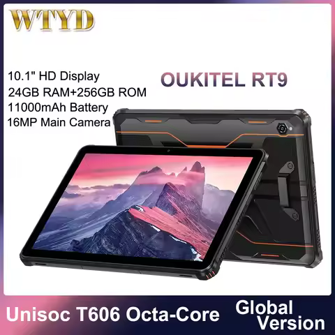 OUKITEL RT9 Rugged Tablet 6GB+256GB 10.1" HD Display Android 14 Unisoc T606 Octa-Core Support Dual S