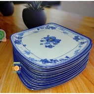 6 PCS MELAMIN BUFFET PLATES 24CM BLUE ROSE FOOD GRADE (SNI) DINNER PLATES-SAJI PLATES