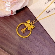 916 gold Palace Bell Pendant /Bow Bell Hollow Pendant Clavicle Chain gold 916/22K