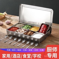 304 Lid Set Stall Seasoning Box 8 Compartment Box with Ingredient Flavor Stainless Steel Commercial 