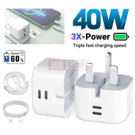 40W USB C Fast Charger 35W/20W Power Adapter PD Type C Cable for 16/15/14/13/12/11/X Tablet Pad Sams