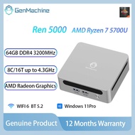 GenMachine Ren5000 AMD R7 5700U/R5 5600H/ Mini PC 64GB DDR4 WiFi 6 M.2 2280 SSD office Compact Deskt