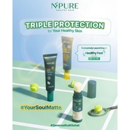 Npure [Free Gift] Sunscreen Cica Beat The Sun | Cica Powder Sunscreen | Sunscreen powder and brush |