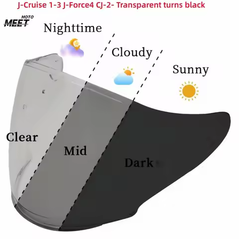 ForPhotochromic Replacement Helmet Visor J‑Cruise 1‑3 J‑Force4 CJ‑2, Anti‑UV Windproof Clear‑to‑Dark
