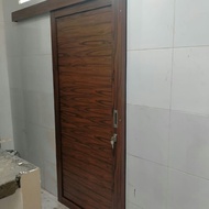 Daun pintu aluminium kamar tidur buka seleding serat kayu alexindo  