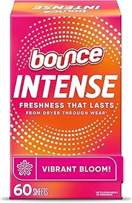 Bounce Intense Dryer Sheets, Vibrant Bloom, 60 Count, Scent Boosting Dryer Sheet