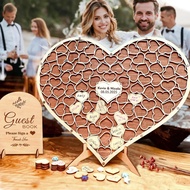 60PCS Wedding Guest Book Heart Shape Rustic Wooden Decoration Valentines Day Heart Drop Wedding Drop