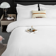 Hotel linen four piece set, white duvet cover, bed sheet, pillowcase, sandpaper bedding, hotel guest