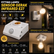 Fitting Holder Lampu Tanam Gantung Otomatis Sensor Gerak PIR IR Infra Red 50 W E27 Plug LED Automati