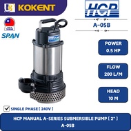 HCP MANUAL A-SERIES SUBMERSIBLE PUMP [ 2".0.5HP.200L/M.10M ]  A-05B