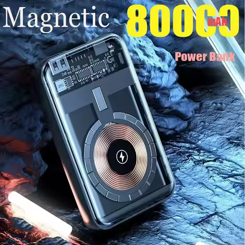 New 80000mAh Magnetic Wireless Power Bank Fast Charging Portable Charger External Battery for IPhone