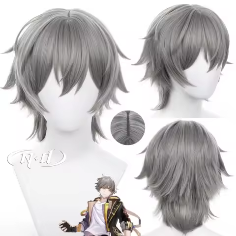 ND Trailblazer Caelus Men Cosplay Wigs Honkai Star Rail Cosplay Gray Short Hair Wigs Heat Resistant 
