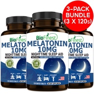 [Bundle of 3] Biofinest Melatonin 5mg 10mg Supplement - Fast Natural Nighttime Sleep Aid Normal Sleep Cycle (3 x 120s)