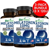 [Bundle of 3] Biofinest Melatonin 5mg 10mg Supplement - Fast Natural Nighttime Sleep Aid Normal Slee