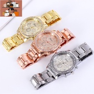READY STOCK Genera Quartz Diamond Men Strip Three Steel Band Watch Fashion Jam Tangan Wanita Women's