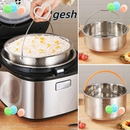 GESH1 Food Steamer Basket, Insert Steamer Pot Rice Pressure Cooker Steaming Grid, Multi-Function Stainless Steel Silicone Handle Cooking Accessories Drain Basket Kitchen