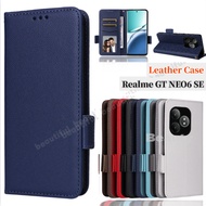 For Realme GT Neo 6 SE Luxury Flip Leather Phone Casing Realme GT Neo6 SE Neo5 Neo3 GT3 GTNeo6 6se Neo6SE Case Wallet Lanyard Stand Shockproof Back Cover GTNeo6SE Pure Color