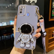 AnDyH Long Lanyard Casing For Itel P36 A48 P37 S16 Phone Case Itel Vislon 1 plus 2S 1 Pro Cute Astronaut Desk Holder Casing