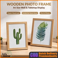 A4 Wood Wall Frame – 2-in-1 Desktop Stand & Wall Mount, Minimalist Design for Certificates, Photos &