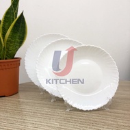 Tempered Glass White Dinner Plate Flat Plate / Piring Kaca 19cm 21cm 24cm