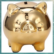 T8(OAKF) Ceramic Gold Pig Piggy Bank Cute Coin Piggy Bank Lucky Pig Decoration