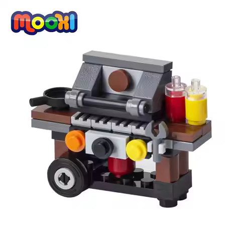 MOOXI City Furniture 54Pcs Bricks Barbecue Grill BBQ MOC Action Figures Parts Model Building Blocks 