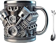 cahami Personalized Stainless Steel Mug, V8/V6 Engines Design Stainless Steel Cup, V8 Engine Stainle