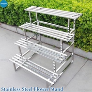 (JIJI.SG) Stainless Steel Plant Rack Metal Waterproof Flower Step Stand Multi-Layer Display Ladder S