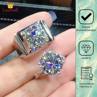 Lusemall Open Ring Pt950 Platinum Moissanite Men Women Couple Ring