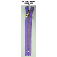 Zip Fancy Metal Zip Besi (Gold Flower Head) 10 inch - Lilac