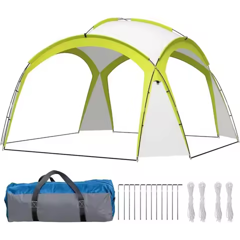 3.5m x 3.5m Green Camping Gazebo: Outdoor Shelter, Sun Shade for Events & Patios