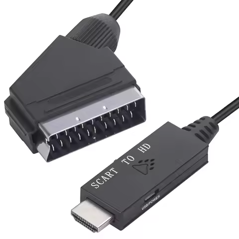 1m Video Converter Adapter Scart To HDMI-compatible 1080P Video Converter DC 5V Micro USB Cable Acce