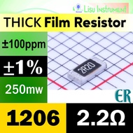 2.2R 1206 ±1% 250mW ±100ppm/ C Thick Film Resistor SMD 2R2 2R20 ER